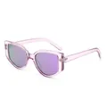 Lunettes de soleil œil de chat avec monture rose transparent et verres miroirs violets - Monture Violette Verres Miroir Violet
