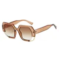 Fashion oversized geometric sunglasses in translucent tea brown with gradient lenses - C5 Tea Frame Gradient Tea