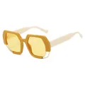 Vintage oversized sunglasses with ginger yellow frames and ivory white temples for fashion - C6 Yellow Frame Yellow Lens