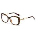 Monture de lunettes écaille de tortue avec branches dorées et verres anti-lumière bleue - C10 Monture Écaille Verres Transparents