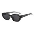 Fashionable grey cat-eye sunglasses with dark lenses and a sleek curved frame - Gunmetal Frame Grey Lens