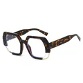 Fashionable oversized geometric sunglasses with tortoiseshell finish and gold metal frame - C11 Tortoise Frame Transparent Lens