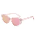 Lunettes de soleil œil de chat rose transparent avec verres miroirs et monture en résine - Monture Rose Miroir Rose