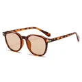 Retro oval sunglasses in tortoiseshell frame with light brown translucent lenses - Tortoise Frame Light Tea Lens