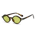 Retro oval sunglasses with leopard tort tortoise frame and yellow transparent lenses - C7 Tortoise Frame Green Lenses