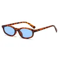 Retro oval sunglasses in leopard tortoiseshell frame with light blue lenses - Tortoise Frame Blue Lens