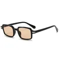 Retro vierkante zonnebril met zwart montuur en licht amberkleurige glazen voor dames - Zwart Frame Licht Thee Lens