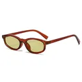 Oval amber tortoiseshell sunglasses with transparent yellow lenses and retro frame - Full Tea Frame Light Green Lens