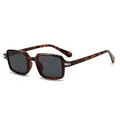 Retro vierkante zonnebril met schildpadmontuur en donkergrijze glazen voor dames - Schildpad Thee Montuur Grijze Lens