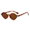 Oval retro sunglasses with tortoise shell frames and dark brown lenses for a vintage style - C9 Tortoise Frame Tea Lenses
