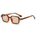 Retro vierkante zonnebril met schildpadmontuur, bruine glazen en zilveren details - Schildpad Frame Licht Thee Lenzen