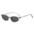 Oval sunglasses in transparent grey frame with dark lenses and minimalist design - C9 Light Grey Frame Grey Lens