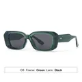 Vintage rectangular sunglasses with thick translucent green frame and black lenses - Green Frame Grey Lens