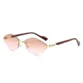 Lunettes sans monture losange avec verres dégradés roses et branches en bois brun - Monture Dorée Verre Dégradé Thé Rose