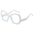 Chic oversized white cat-eye sunglasses with transparent lenses for a trendy street look - White Frame White Lens