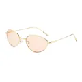 Lunettes de soleil ovales en métal rétro avec monture dorée fine et verres roses - Standard / Standard (incl. TVA 13 %) monture dorée, verres champagne