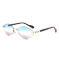 Lunettes sans monture à verres dégradés bleu-rose et branches en grain de bois chic - Monture Dorée Verres Bleu Violet