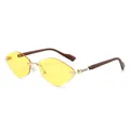 Lunettes de soleil sans monture avec verres jaunes taillés en diamant et bois - Monture Dorée Verres Jaunes