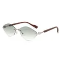 Lunettes de soleil sans monture à verres dégradés verts et branches en grain de bois - Monture Argent Verres Vert Dégradé
