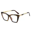 Cat eye tortoiseshell sunglasses with gold metal temples and hollow decorative details - Tortoise Frame Clear Lens