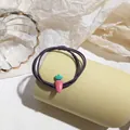 Cute pink carrot pendant on purple triple-strand elastic hair tie for girls - Yellow Duck Hair Tie