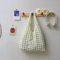 Chic off-white bubble pleated tote bag with 3D texture and minimalist design - Off White