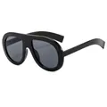 Fashionable oversized aviator sunglasses with black frame and dark grey polarized lenses - Black Frame Grey Lens