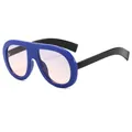 Oversized royal blue aviator sunglasses with gradient lenses and thick black temples - Blue Frame Blue-Yellow Gradient Lens