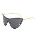 Occhiali da sole shield moderni con lenti grigie e montatura in metallo dorato da uomo - Montatura Oro Lente Grigia