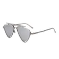 Lunettes de soleil triangulaires futuristes à double pont avec monture en métal gris - Monture Gris Fusil Verres Mercure Blanc Clair