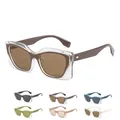 Lunettes de soleil œil de chat pour femmes avec montures bicolores et six options de couleur - Monture Blanche Transparente Branche Blanche (C6)