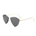 Frameless triangle sunglasses with gold metal frame and grey lenses for a hip-hop style look - Gold Frame Grey Lens