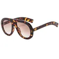 Retro oversized tortoiseshell sunglasses with brown gradient lenses and glossy finish - Tortoiseshell Frame Brown Lens