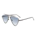 Lunettes de soleil triangle à double pont en métal gris avec verres dégradés bleus - Monture Gunmetal Verres Gris Dégradé