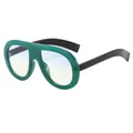 Oversized green frame sunglasses with gradient lenses and thick black temples - Green Frame Blue-Yellow Gradient Lens