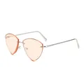 Sleek rimless triangular metal sunglasses with orange lenses and silver frame - Silver Frame Pink Lens
