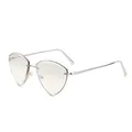 Fashionable rimless triangle sunglasses with silver metal frame and grey gradient lens - Silver Frame Silver Mirrored Lens