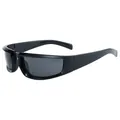 Schlanke, komplett schwarze Sport-Sonnenbrille mit polarisierten Gläsern zum Radfahren - Glänzend Schwarz