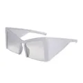 Lunettes de soleil géométriques futuristes Y2K avec monture argentée et design pointu - Monture Argent Verres Miroir Blanc