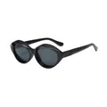 Gafas de sol retro ovaladas de ojo de gato con montura negra gruesa y lentes - Montura Negra Lente Gris