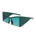 Lunettes de soleil Y2K futuristes à demi-monture vert foncé avec des verres bleus - Monture Verte Lentille Verte