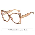 Women's oversized square sunglasses with brown frame and clear lenses for fashion use - Translucent Tea Frame Clear Lens