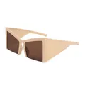 Gafas de sol futuristas Y2K color crema con montura geométrica para mujer vanguardista - Marco Caqui Lente Té