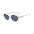 Gafas de sol retro de ojo de gato con montura ovalada blanca gruesa y cristales gris oscuro - Montura Blanca Sólida Lentes Grises