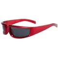 Stromlinienförmige rote Sportsonnenbrille mit dunklen Gläsern für Outdoor und Radsport - Glänzendes Rot