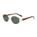 Gafas de sol ovaladas retro con lentes verde oscuro, montura dorada y patillas de carey - Montura Dorada Verde