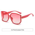 Modieuze geometrische vierkante zonnebril met C4 roze frame en roze kleurverloop - Roze Frame Roze Gradiënt