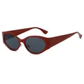 Lunettes de soleil œil-de-chat futuristes Y2K rouge foncé avec verres teintés - Monture Rouge Verres Gris