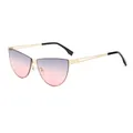 Lunettes de soleil œil de chat pour femmes avec monture dorée et verres dégradés violets - Monture Dorée Dégradé Gris-Rose