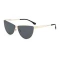 Occhiali da sole cat-eye dorati con montura in metallo traforato e lenti grigio scuro donna - Montatura Oro Lente Grigia